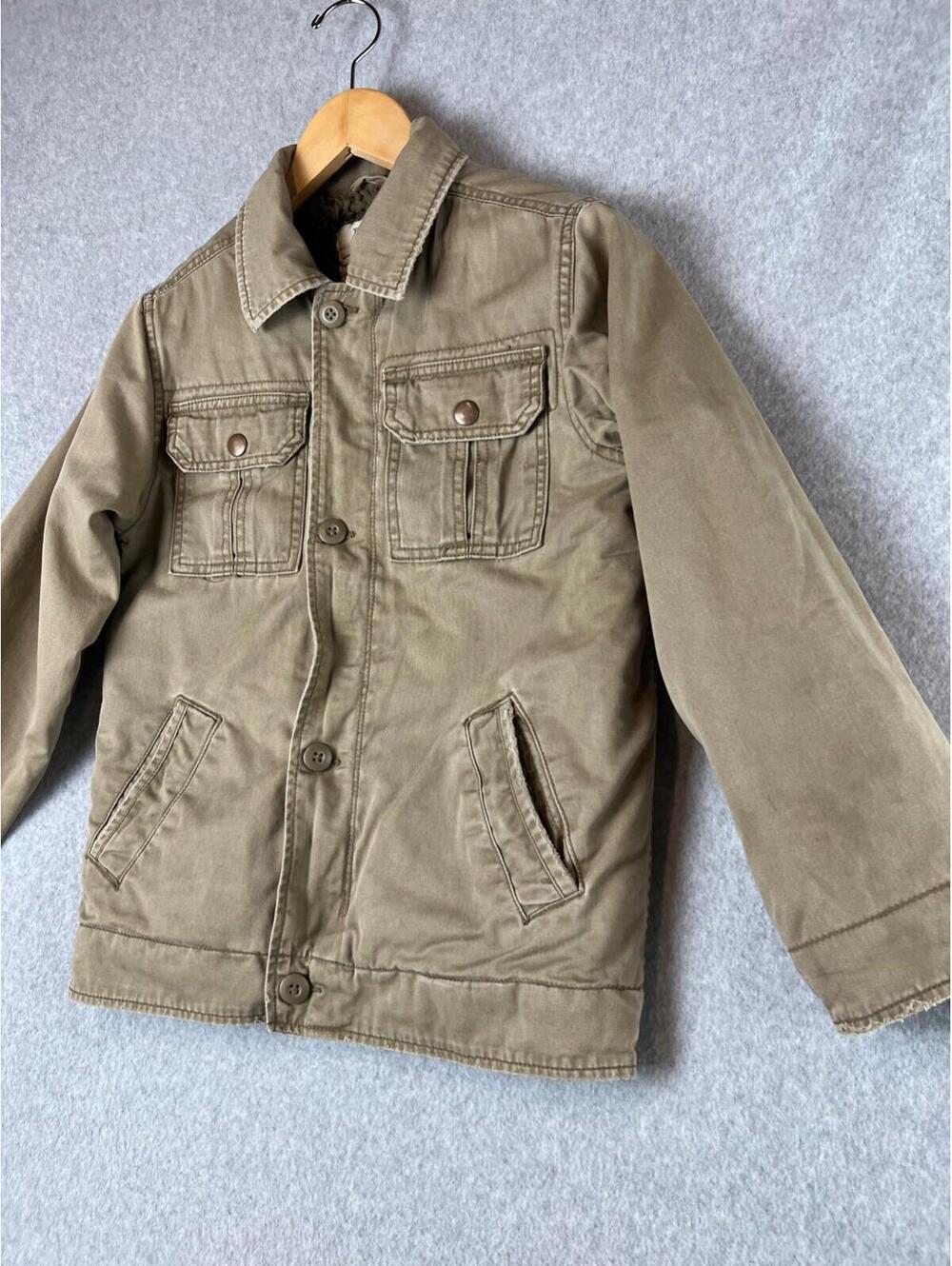 Children's Place utility Jacket Boys Size M Khakis Fur Buttoned Winter Warm - Picture 3 of 12